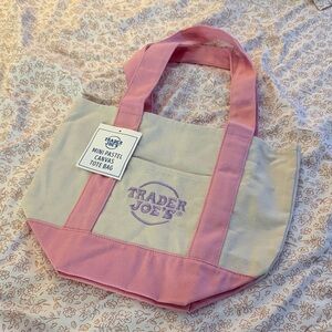Pink & Cream Canvas Tote Bag